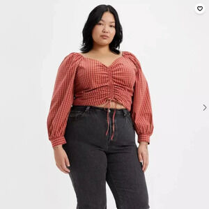 Levi's || Women's Country Plaid Devin Blouse 3XL Billowy Sleeve Cottagecore NWT